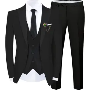 Tuxedo Men Suit Slim Fit 3 Piece Men Suits for Wedding Prom Groom Fashion One Button Blazer Vest Pants Set