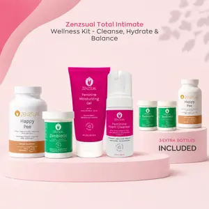 Zenzsual Total Intimate Wellness Kit – Cleanse, Hydrate & Balance. 3-Month Complete System, 7 Full-Size Products Gel Moisturizing Probiotic