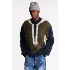 Luxury Mock Neck Sweater - Navy/combo