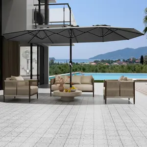 GARVEE 13FT Outdoor Umbrella for Patio With No Base, Double Sided Pool Umbrellas With Fade Resistant Canopy, Large Table Umbrella for Deck, Market, Backyard