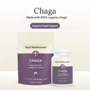 Real Mushrooms Organic Chaga Capsules | Wild Harvested 1000mg Per Serving | Hot Water Extracted | Lab Verified Potency | USDA Certified | Vegan Gluten Free Non GMO | 120 or 300 Capsules