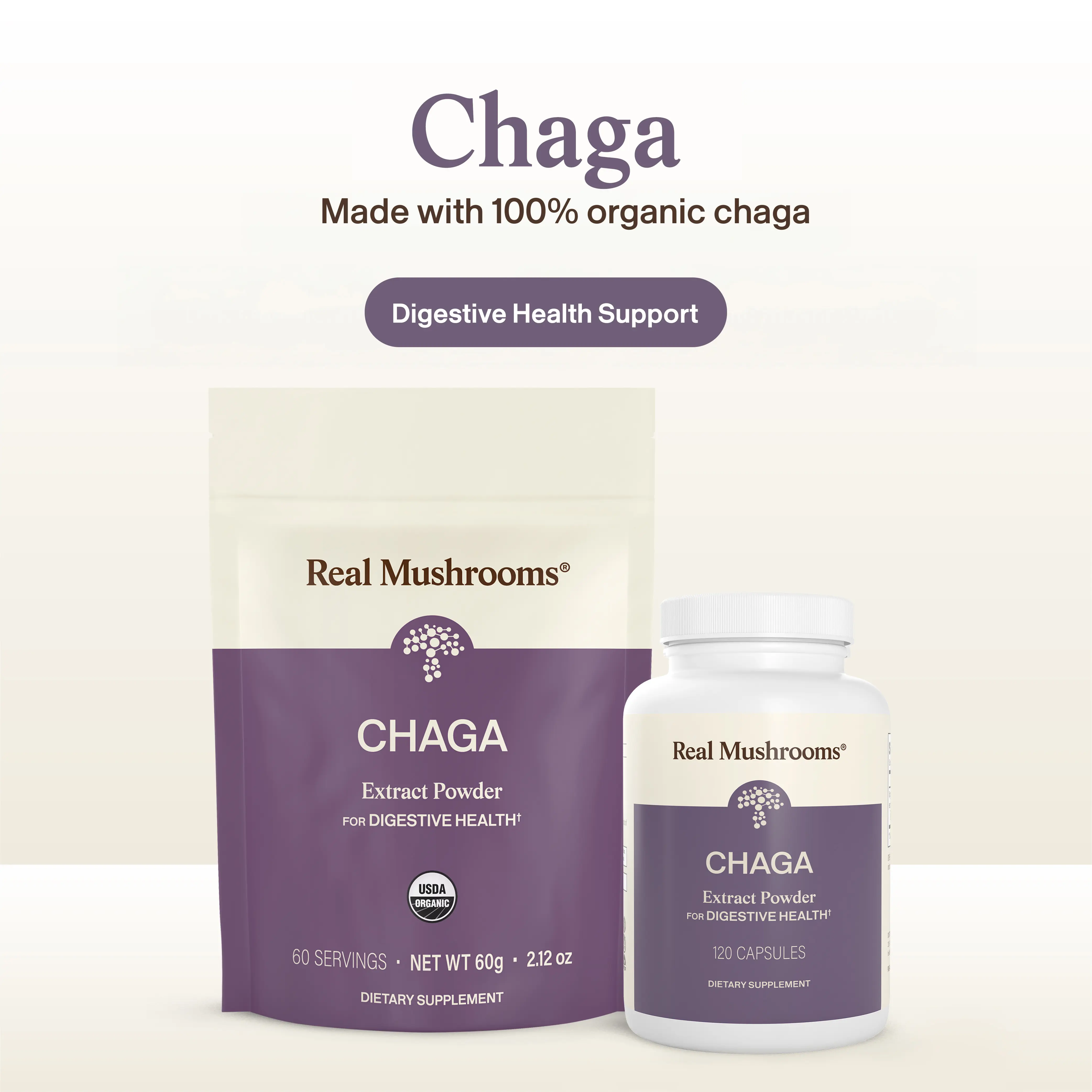 Real Mushrooms Organic Chaga Capsules | Wild-Harvested Inonotus Obliquus | Antioxidant & Immune Support | 1000mg | 100% Mushrooms, No Fillers