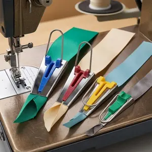 Adjustable Multi-Size Bias Tape Maker, DIY Anti-Slip Hemming Tool, Quick Binding Machine, Home Quilting Attachment, Easy Bias Tape Creator, Efficient Sewing Aid, Practical Crafting Accessory for Home Tailors
