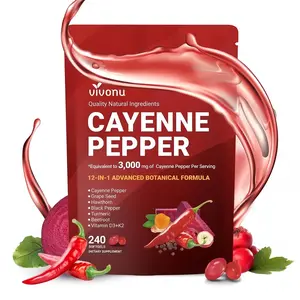 Cayenne Pepper Softgels 240 Count with Vitamins D3 K2 Beetroot Hawthorn Extracts for Circulation Vitality Plant-Based Non-GMO Natural Healthcare