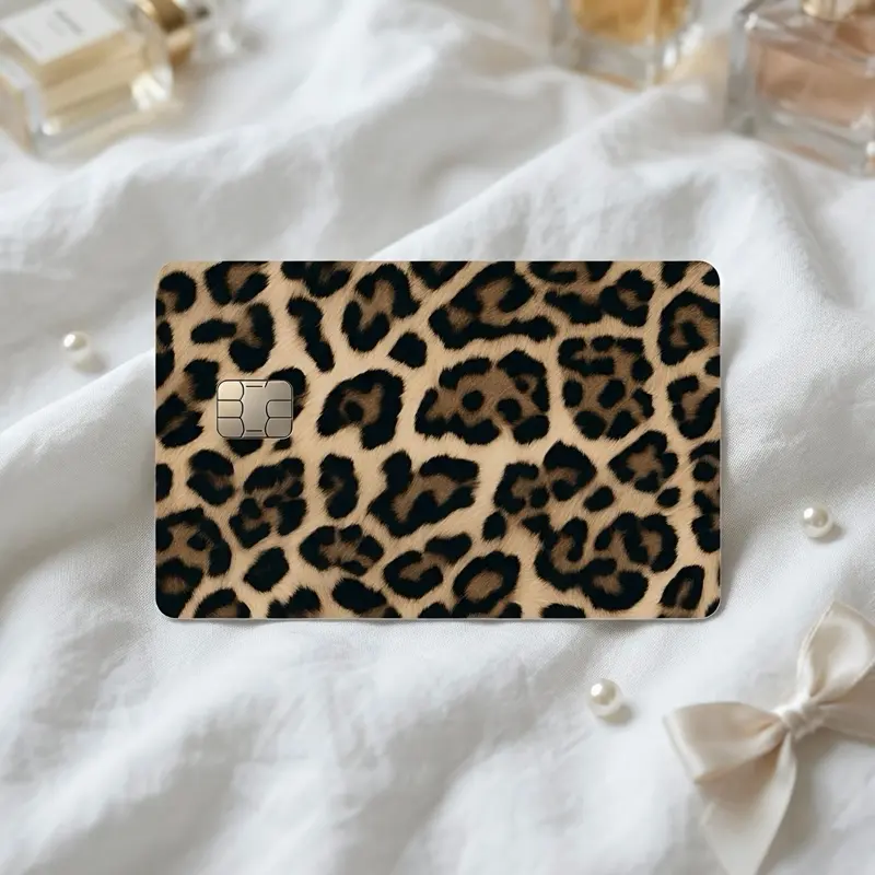 Leopard Aesthetic Card Design Credit Card Sticker Cover - Cute, Waterproof, Premium Laminated Vinyl Adhesive Decal, 3.37x2.125in, Easy to Apply, Protection, Extra Durability, Unique Aesthetic Look, for Toys & Hobbies, DIY Scrapbooking & Stamping
