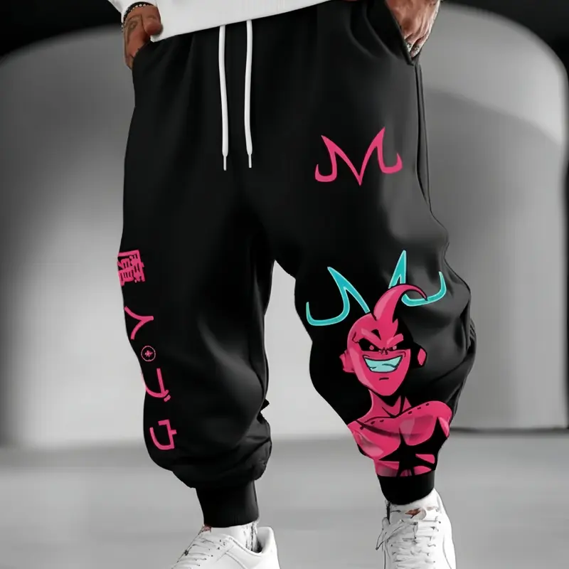 Dragon Ball Print Casual Pants, Men's Heavyweight Jogger Pants with Drawstring Waist, Women's Stylish Fitness Trousers, Active Workout Wear