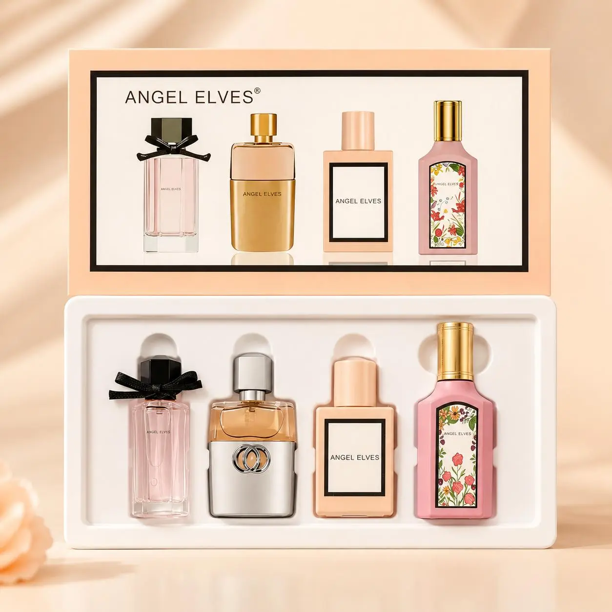 4-Piece Mini Perfume Gift Set, Soft Floral Travel Fragrance Collection with Gift Box