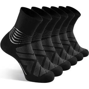 Compression Ankle Support Crew Socks Men Women Coolmax Wicking Plantar Fasciitis  Running Hiking Socks 3 Pairs