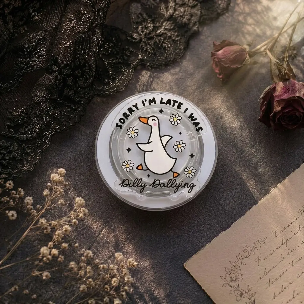 Funny Goose Phone Grip – "Sorry I'm Late, I Was Dilly Dallying" Phone Holder