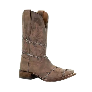 Corral Men's Brown Woven Barbed Wire Design Square Toe Boots A3532