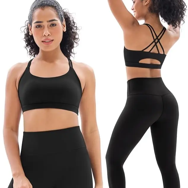 Amourefit 2-Piece Seamless Workout Set Sculpting Sports Bra & High-Waist Leggings for Gym or Streetwear)
