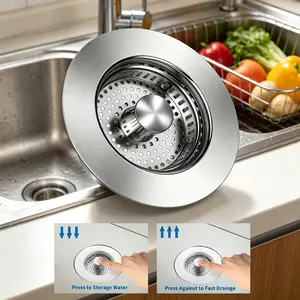 All Steel Kitchen Sink Filter Plug Pack, Stainless Steel Kitchen Sink Guard Universal Sink Jump Core Drainage Kitchen Sink Steel Outlet Sink Drain Guard 3-in-1, drain hole, detachable stainless steel trap basket