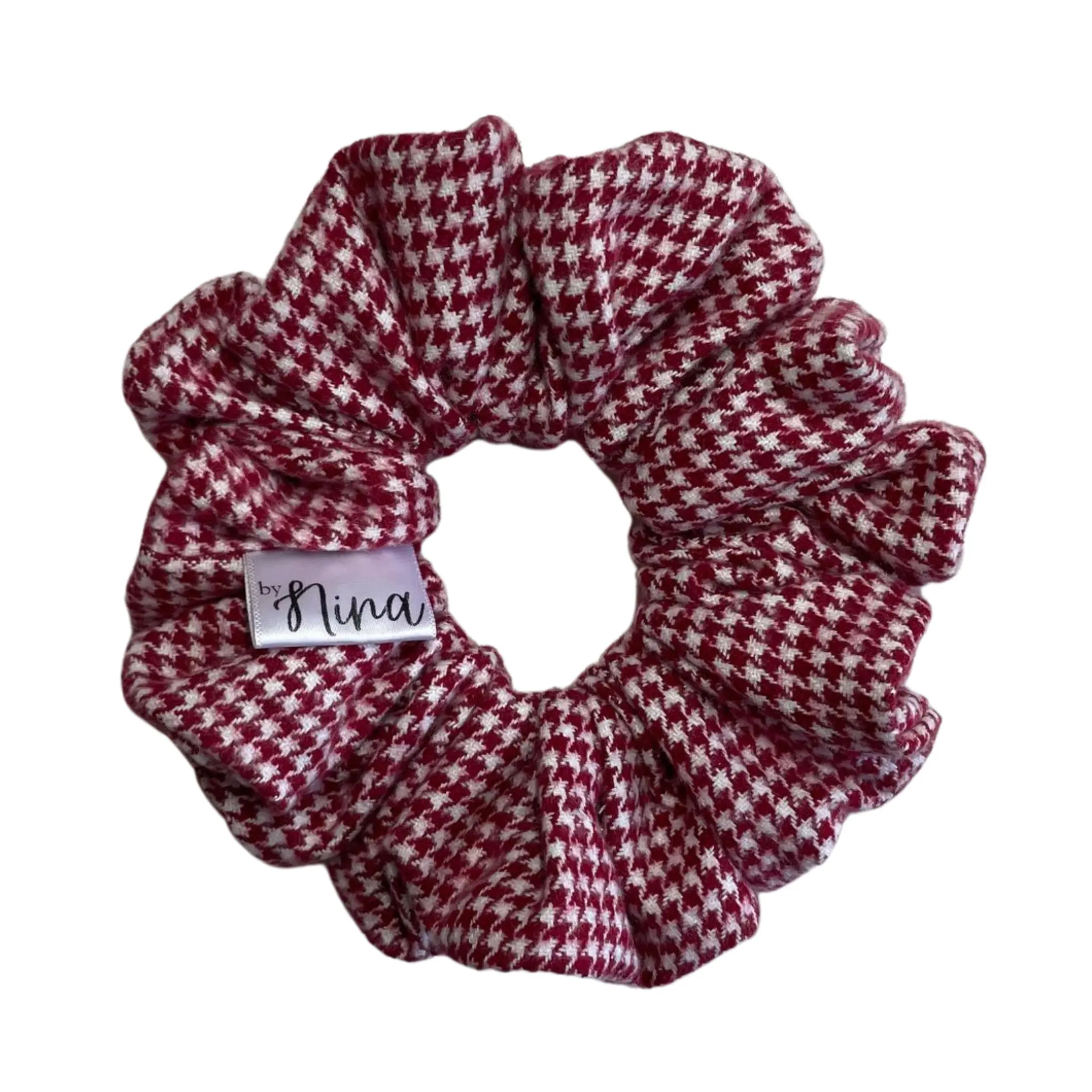 The EMERSON Hair Scrunchie XL - Gentle Scrunchie Reduced Hair Breakage, Hounds Tooth Check, Luxe Cotton Fabric, Made in USA, Perfect for Stylish Hair Care