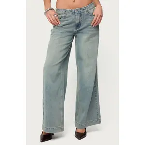 Edikted Women's Saffie No Waistaband Low Rise Baggy Jeans