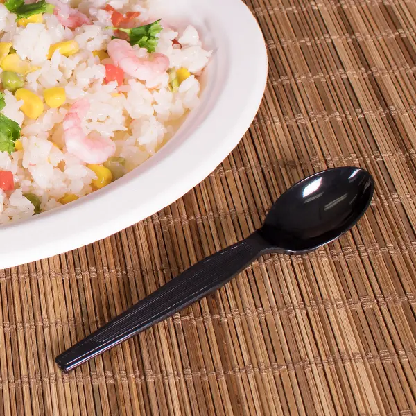 [1,000 ct] PS Plastic Medium-Heavy Weight Tea Spoons Bulk Box, Black