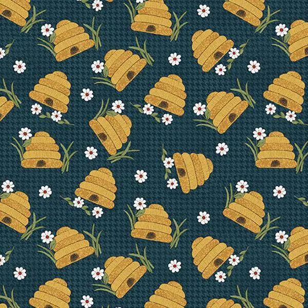 Fabric Benartex Dark Blue Prairie Hive Prairie Chicks by the Quarter Yard 16755-56