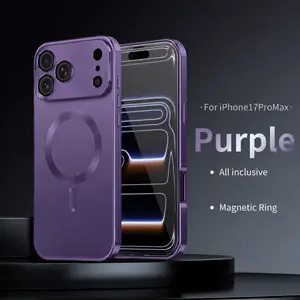 iPhone 17 Pro Max Tech Accessories Casing - Non-All-Metal PC Back, Aluminum Frame, Purple, Full Coverage Privacy Shield, Lens Guard, Magnetic TPU Back