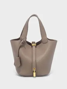 New European Style Soft Leather Bucket Bag, Bucket Purse, Large Capacity Watermelon Pattern Handbag, Trendy Cross-Border