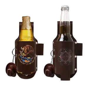 Leather Mexican Drink Holster Belt, Classic Drinkware,Hands-Free Bottle Holder for Outdoor, Parties, BBQ, Camping,Fishing & Daily Use | Practical Gift for Papa, Men, Women, Family