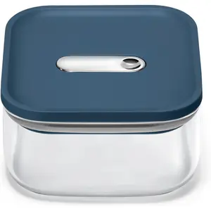 1qt Glass Airtight  Storage Container with Lid - ,  Kitchen Storage Container - Stackable, Space-Saving Airtight Container for Dry Goods and  - Navy