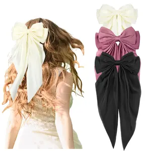 3Pcs Hair Bows for Women  Silky Satin Large Hair Ribbons Oversized Long Tail Hair Barrettes Hair Accessories