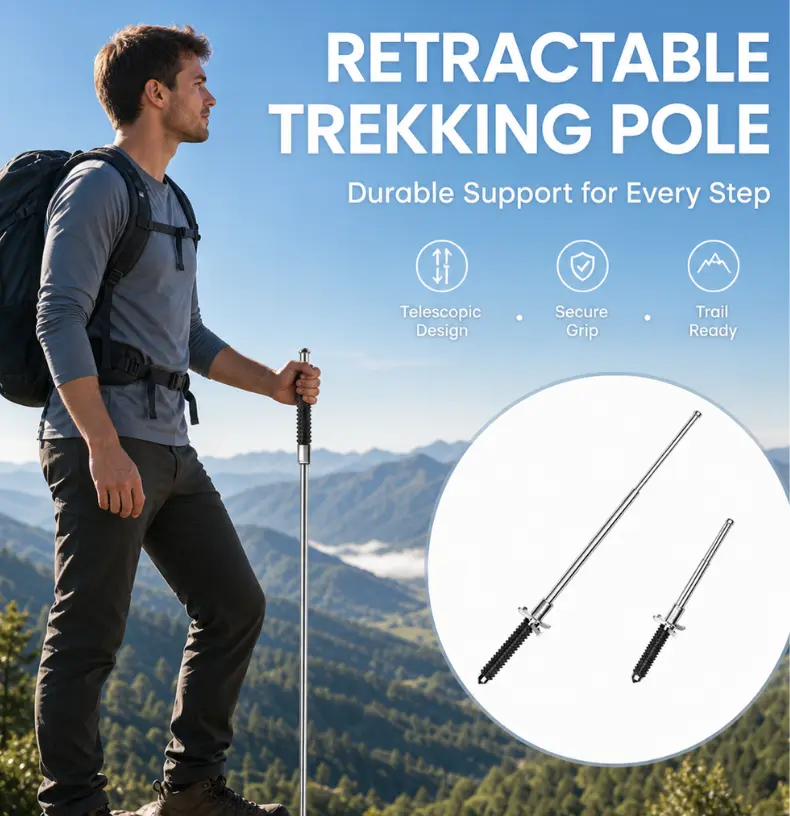 Outdoor hiking tools, multifunctional trekking poles, durable and retractable