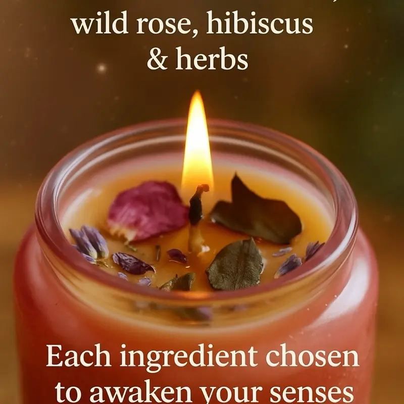 Wild rose hibiscus healing candle‍️‍️s Decor Decoration