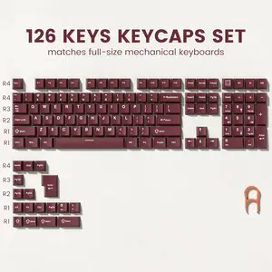 Womier PBT keycaps Set, 126 Keys Cherry Profile Double Shot  Retro Keyboard caps for 61/64/68/84/87/100/104/108 Mechanical Keyboard,Only Keycaps