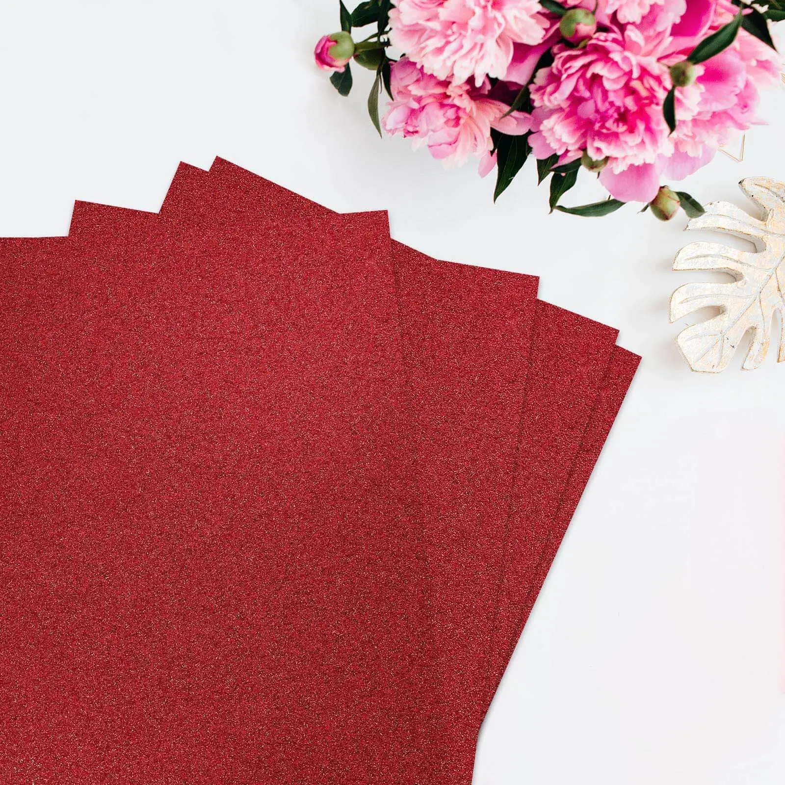 10-Pack Burgundy Self-Adhesive Glitter DIY Craft Foam Sheets, 12"x10" – Ideal for Party Decor, Packaging, Wall Art, Background Displays, Stage Settings