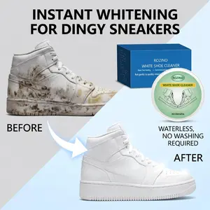 ROZINO White Shoe Cleaner Cream, Water-Free Stain Remover Paste with Sponge for Sneakers, Canvas & Leather Shoes, 4.2 oz footwear crease guard Deep Clean Shoe Cleaner Kit care removal
