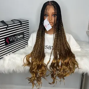 WIGSBYITO Synthetic 3 Tone Ombre Spiral French Curls 360 Full Lace Cap Lightweight 24-28 Inches Hair Extension