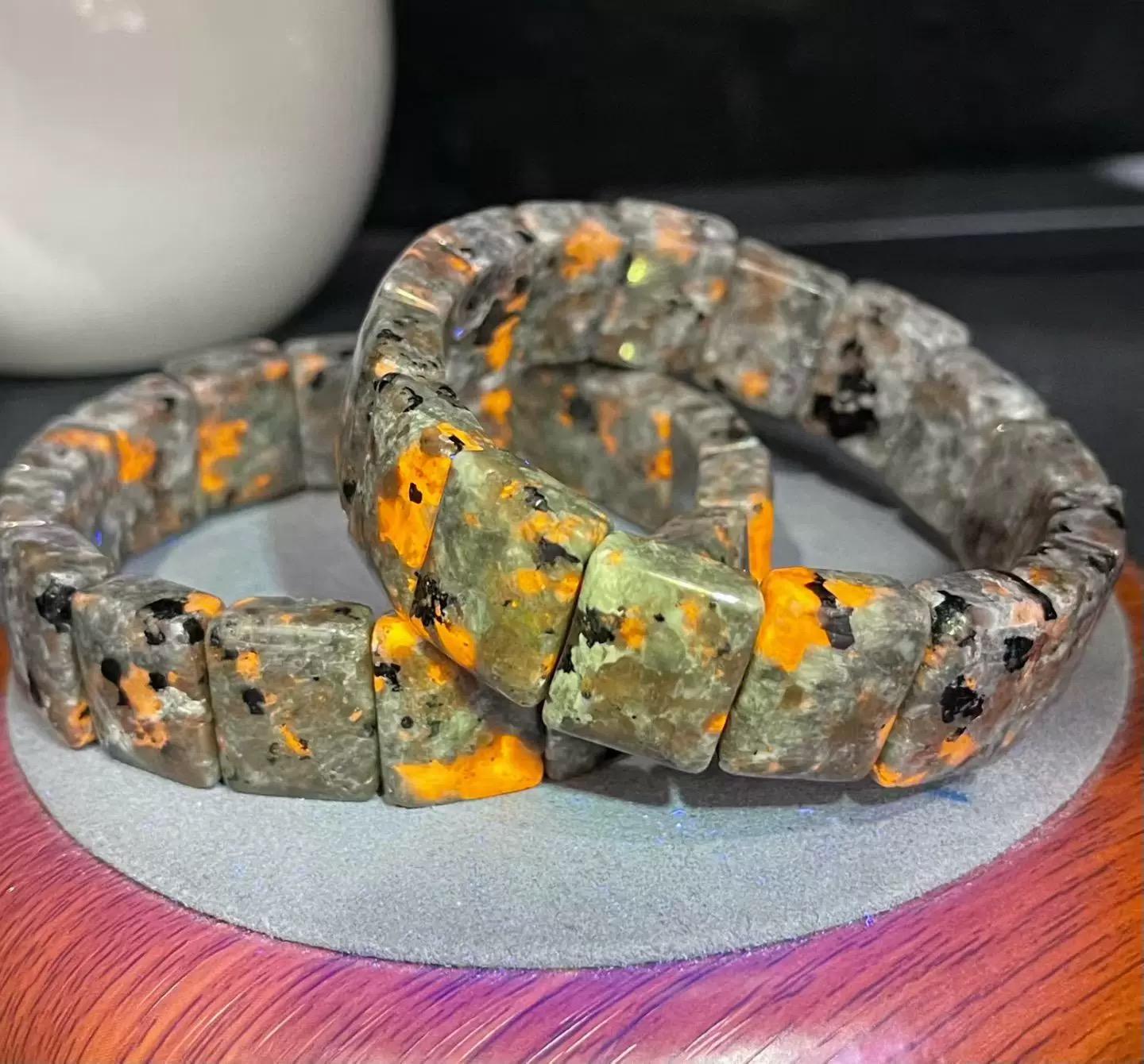 【Yooperlite】Yooperlite Handmade Elastic Bead Bracelet Bracelet for Men and Women, Enhancing Positive Energy