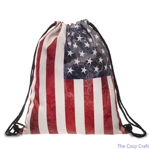 Drawstring Sling Bag, Vintage Distressed 4th of July Backpack, Unique Streetwear Digital Print Pouch, Lightweight Durable Casual Daypack, For Patriotic Holiday Outdoor Street Daily Travel Party Occasions fathersdaygiftideas