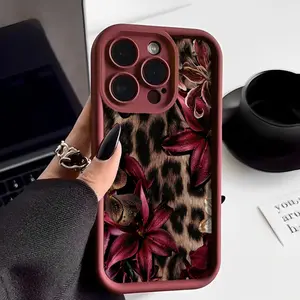 Elegant Vintage Floral Leopard Print Phone Case Cover, Compatible with iPhone Models, Stylish Protective Anti-Drop Shockproof Protection Design, Perfect Gift for All Occasions