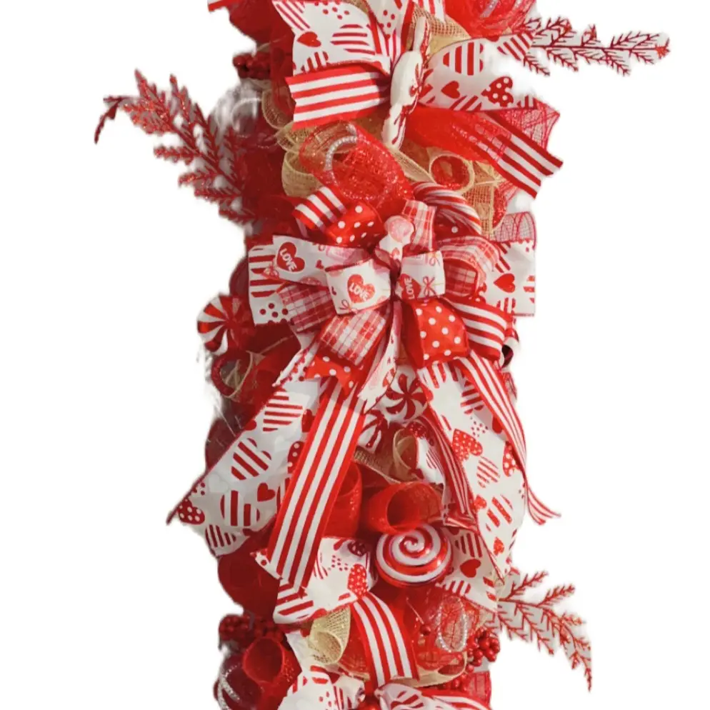 Valentine Door Wreath - Decorative Wreath for Home with Heart Design and Elegant Style