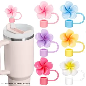 Flower Shaped Straw Cap, Straw Spout Lid, 6 Counts Silicone Straw Dust Cap, Universal Straw Cover for Cup, Sports & Outdoor Accessories
