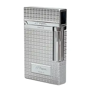 [Classical] Silver Lattice Engraved  Dupont Lighter 140g Brass Butane Gas gift for him