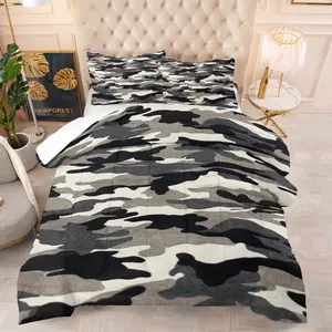 Camouflage printed pattern bedding set, including 1 blanket and 1 or 2 pillowcases without pillowcases, soft children's or adult bedroom decoration gift