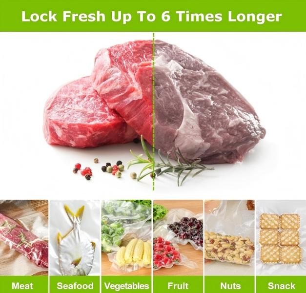 11" x 50' Vacuum Sealer Bags Rolls | BPA-Free Food Grade Vacuum Seal Bags for Food Storage, Meal Prep, Sous Vide, Freezer & Kitchen Organization