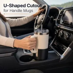 Car Cup Holder Extender Large Capacity Tray, Fits 32-40oz Insulated Bottles, U-Shaped Handle Slot, Anti-Sway Car Water Bottle Stand