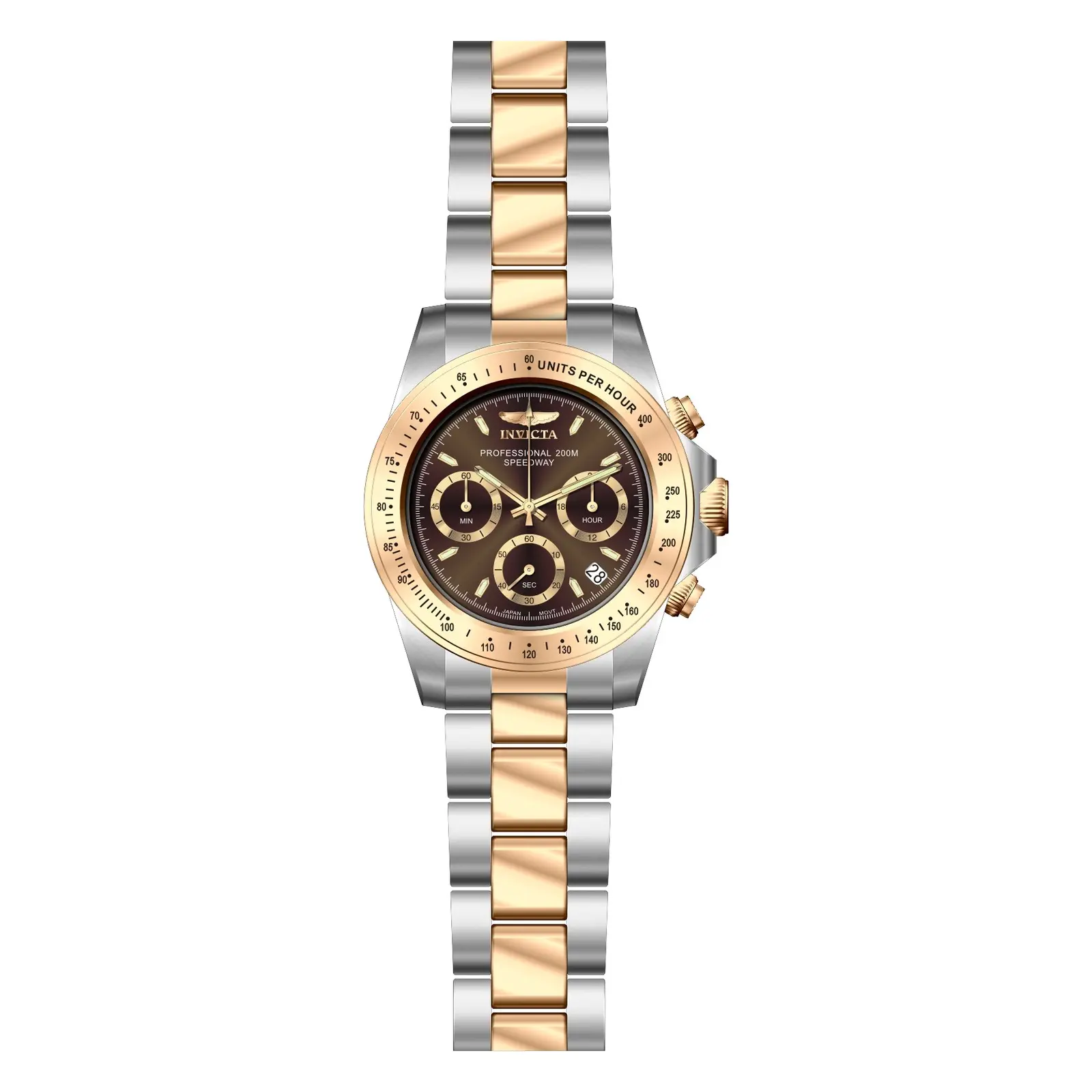 Rose Gold Invicta Men's Speedway Chronograph Watch - Bold Brown Dial Luxury Gold-Tone Statement Wristwatch for Men