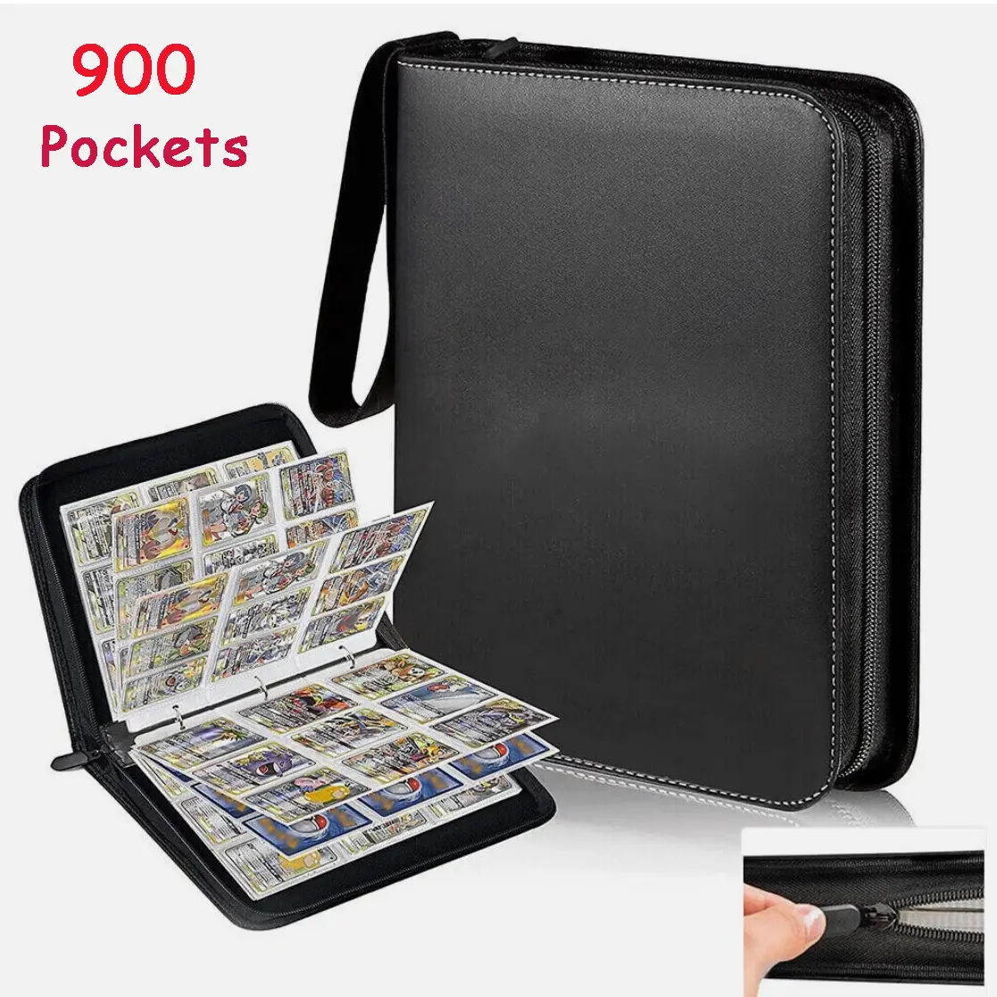 900 Cards Pocket Trading Card Binder 9 Pocket Trading Card Album Folder Case with Heavy-Duty Zipper & Water-Resistant Protection for Collectors - TikTok Shop 900 Cards Pocket Trading Card Binder 9 Pocket Trading Card Album Folder Case with Heavy-Duty Zipper & Water-Resistant Protection for Collectors - TikTok Shop