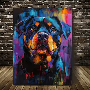 Mounted Abstract Rottweiler Canvas Painting - Ideal for Living Room, Office, or Kitchen Decoration, Perfect Choice for Room Decoration