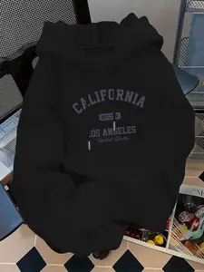 Women's Casual Fashion Loose Letter Front Print Hoodie, Graphic Hoodies, Fitted Long Sleeve Pullover for Fall & Winter, Comfortable Daily Wear, Hoodie And Sweatshirt