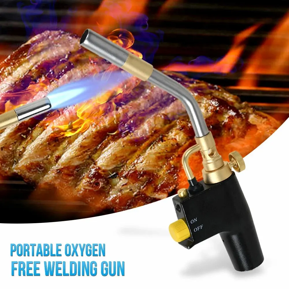 Trigger-Start Torch Head, High Intensity Flame Torch, MAPP/Propane Gas Torch Kit with Instant On/off Trigger for Light Welding, Soldering, Brazing, Heating, Thawing，Kitchen Food Torch Head for Grill