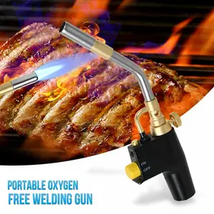 Trigger-Start Torch Head, High Intensity Flame Torch, MAPP/Propane Gas Torch Kit with Instant On/off Trigger for Light Welding, Soldering, Brazing, Heating, Thawing，Kitchen Food Torch Head for Grill