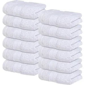 Infinitee Xclusives Luxury Wash Cloths for Showering [13X13] – 100% Cotton Washcloths [Pack of 12], Soft and Absorbent Face Towels for Bathroom Wash Clothes, Gym, and Spa (Brilliant White) Infinitee Xclusives