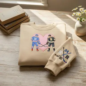 Embroidered Hockey Sweatshirt, Hockey Romance LGBT Hockey Fan Gift Heated Movie Rivalry Shirt, Gift For Christmas, Movie Gifts For He