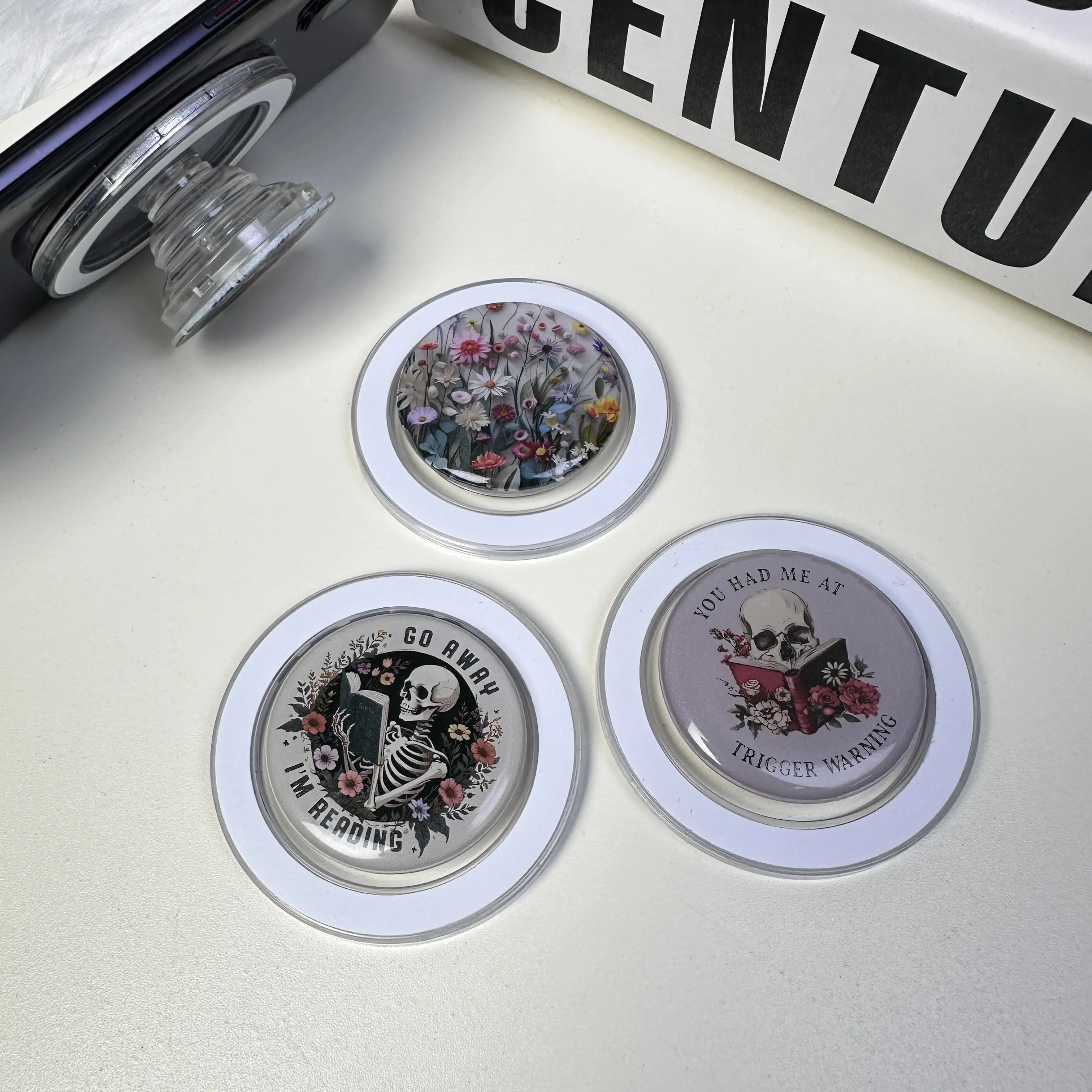 Go Away i'm Reading Book Lover BooktrovertLibrarianbookish PopSockets PopGrip for MagSafe Phone Smartphone Stand Mount