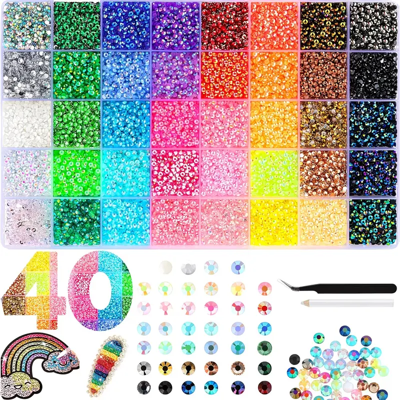 3mm Flatback Resin Jelly Look Rhinestone Bedazzled Kit - 40 Vibrant Jewels, Reusable Easy-Attach Nail Art Accessory, Festive Party Supply for Mother's Day Creative Enthusiasts